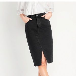NWT! Old Navy High Wasted Black Denim Midi Pencil Skirt Size 18